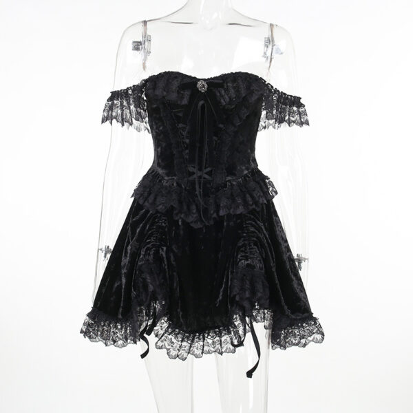 Dark Gothic Style Off-shoulder Dress - Image 5