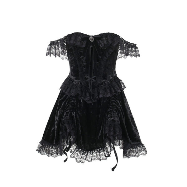 Dark Gothic Style Off-shoulder Dress - Image 3