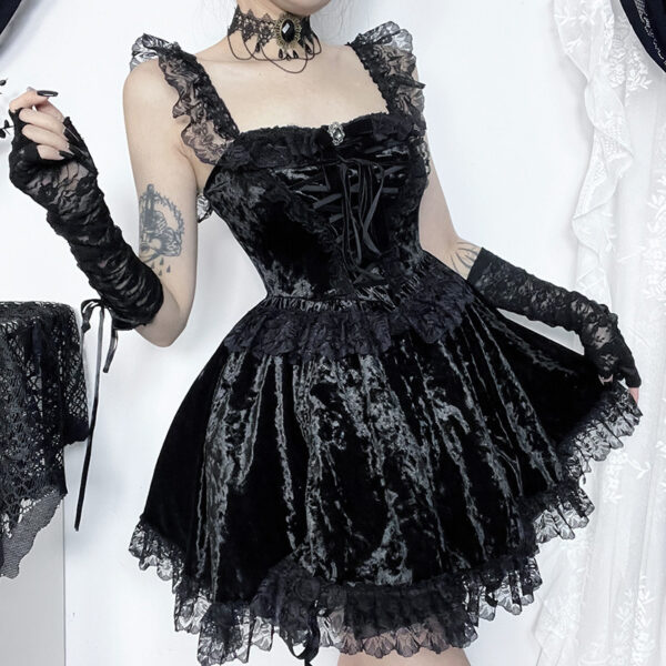 Dark Gothic Style Off-shoulder Dress - Image 2