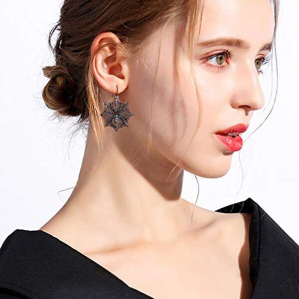 Gothic Punk Black Spider Web Drop Earrings Halloween Party Accessories Jewelry Gifts for Women - Image 4