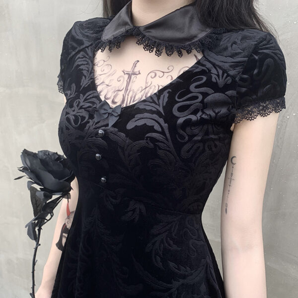 European and American dark niche style lace dress - Image 9