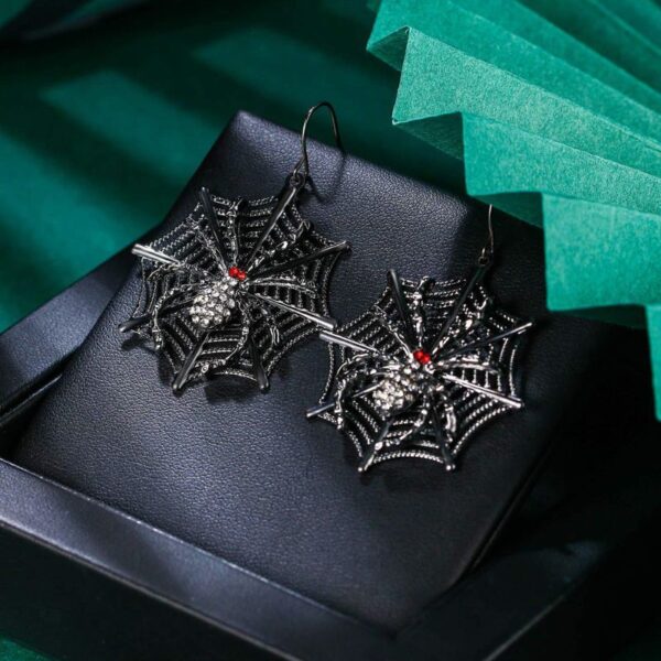 Gothic Punk Black Spider Web Drop Earrings Halloween Party Accessories Jewelry Gifts for Women - Image 5