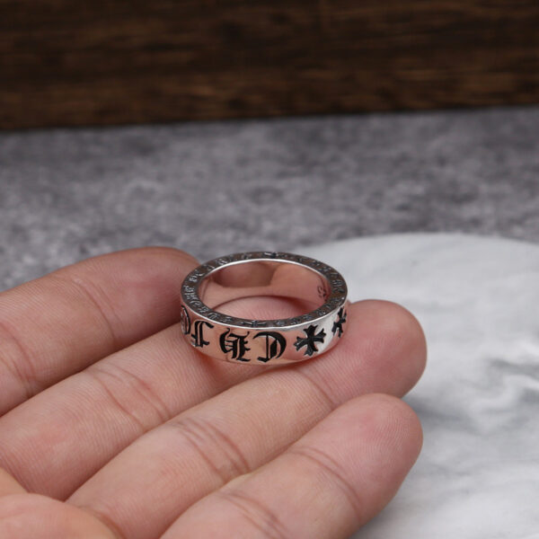 Silver Gothic Cross Ring - Image 5