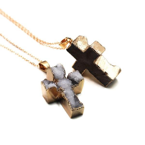 Crystal Tooth Necklace Pendant Crystal Cross - Image 4